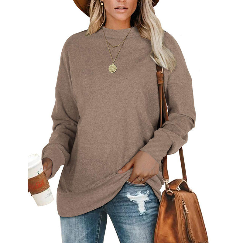 Solid Color Long-Sleeved Round Neck Sweater