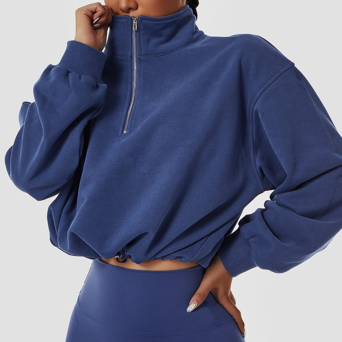 High Neck Fitness Pullover Sweatshirt for Women
