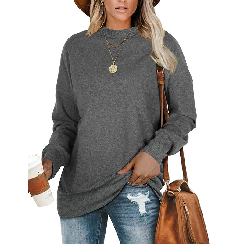 Solid Color Long-Sleeved Round Neck Sweater