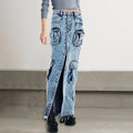 High Waist Patchwork Skirt with Pockets