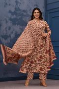 Floral Kurta Set with Dupatta – Ethnic Wear for Women Beige Modern -